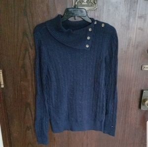 Split Neck Cable Knit Tommy Hilfiger Sweater